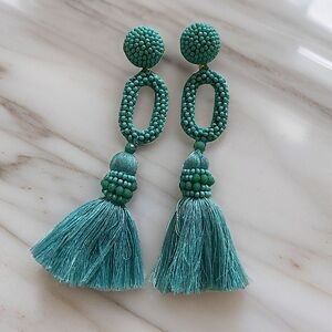 Teal beaded earrings